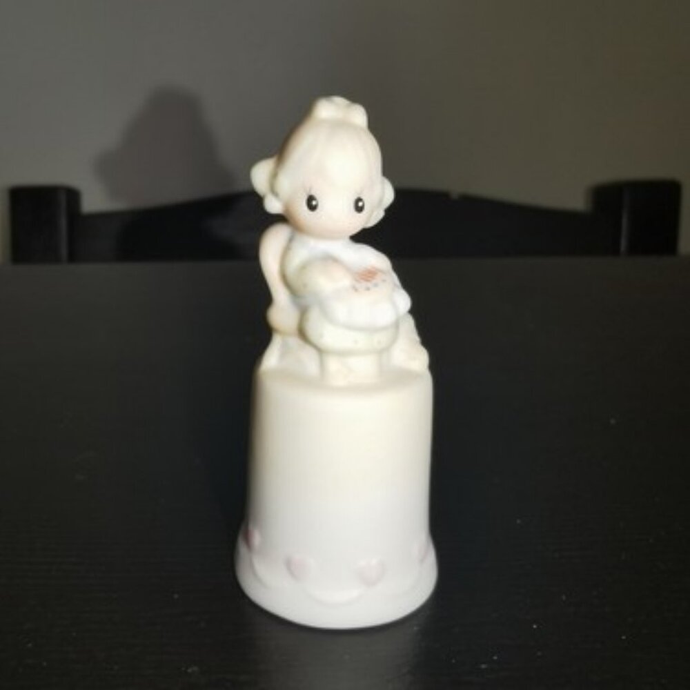 Precious Moments Mother Sew Dear 1984 Mini Figurine 'Girl Sitting in Chair' 2.2"